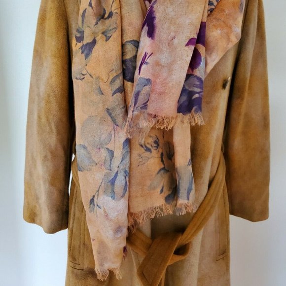 Long CASHMERE wool pea coat trench wrap Med large gray Tan Black beige camel XL - Picture 8 of 11